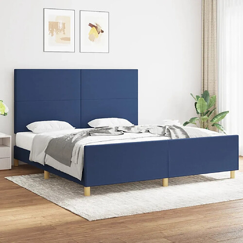 Maison Chic Lit adulte - Cadre Structure de lit avec tête de lit Contemporain Bleu 180 x 200 cm Tissu -MN34108