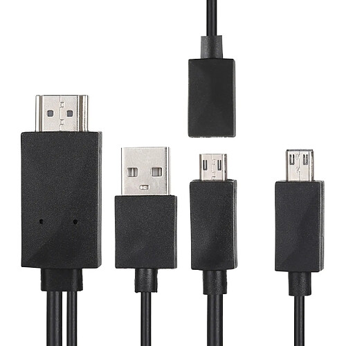 Wewoo Câble adaptateur micro USB MHL vers HDMI multi-usage de 1,8 m, prise en charge de la sortie Full HD 1080p, pour Galaxy S6 / S IV / i9500 / Galaxy Note III / N9000 / Galaxy SIII / i9300 / Galaxy Note II / N7100 (Noir)