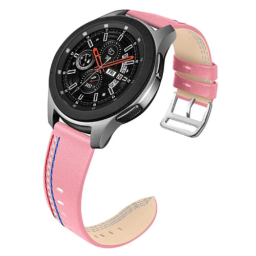 Bracelet en cuir véritable rose pour votre Samsung Galaxy Watch3 45mm/Watch 46mm