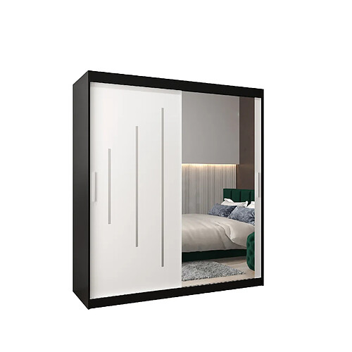 Abiks Meble Armoire YORK 2 À Portes Coulissantes 200/180/62 2 Portes (Noir/Blanc)