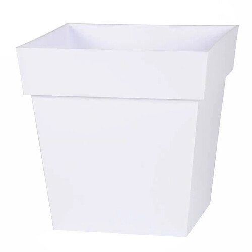 EDA Plastiques EDA Pot de fleur carré Toscane - 32 x 32 x H 32 cm - 22 L - Blanc