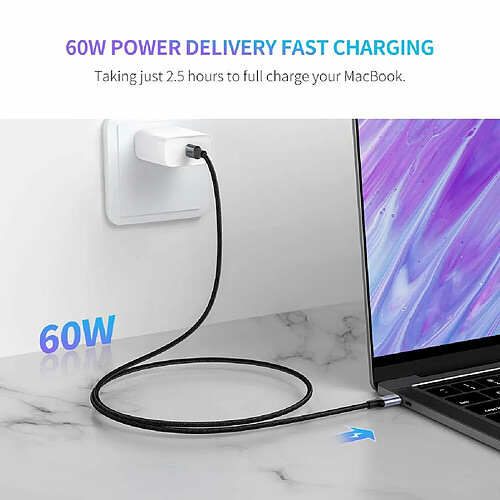 UGREEN Câble USB C vers USB C Nylon Tressé PD Charge Rapide 60W Compatible avec iPad Pro 2018 Macbook Pro Samsung S20 S10 S9 S8 Note 10 A70 Redmi Note 8 Nintendo Switch (1M)