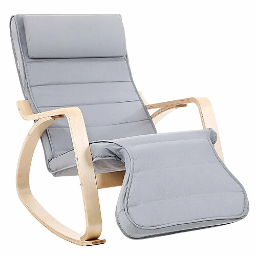 SONGMICS Fauteuil à Bascule Rocking Chair avec Repose-Pied réglable 5 Niveaux Charge Max 150 kg Gris LYY42G