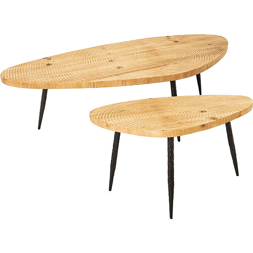 Antic Line Creations Set 2 tables gigognes en fer et bois Sun.