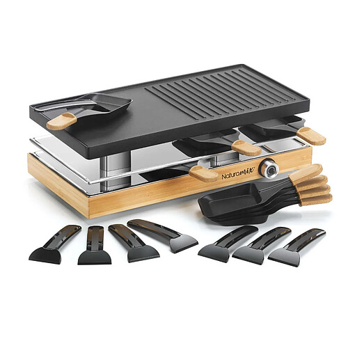 Appareil à raclette 8 personnes 1200w grill - RAC.WOOD-8 - NATURAMIX