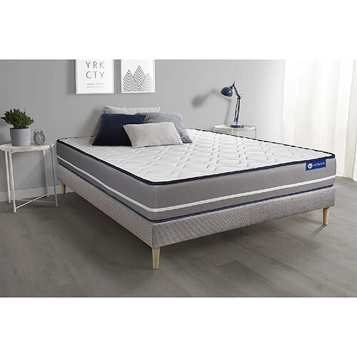 ACTISOM Ensemble matelas à mémoire ACTIMEMO PUR 160x200cm 3zones de confort + sommier KIT gris