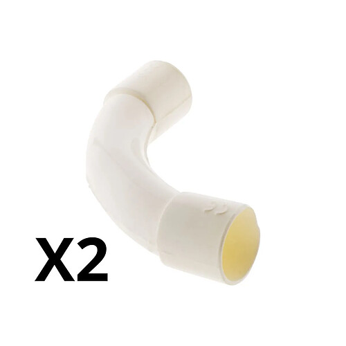 Lot de 2 courbes grand rayon Ø20mm - blanc - Zenitech