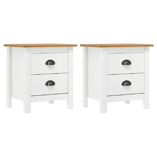 vidaXL Tables de chevet Hill 2 pcs Blanc 46x35x49,5 cm Bois pin solide