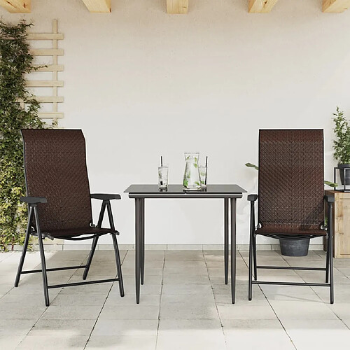 vidaXL Chaises pliables de jardin lot de 2 marron résine tressée