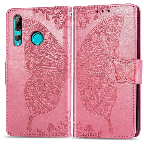 Wewoo Housse Coque Étui en cuir à rabat horizontal Butterfly Love Flowers pour Huawei Y9 Prime 2019avec porte-cartes et porte-cartesainsi que portefeuille et lanière rose