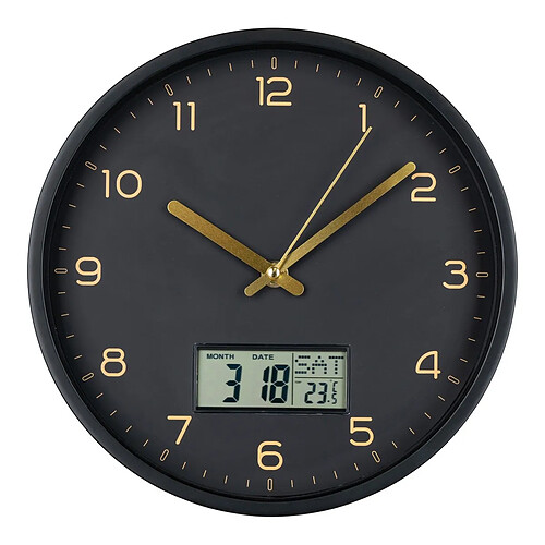 EPIKASA Horloge Murale Amiens, Noir, Plastique, 4x25x25 cm