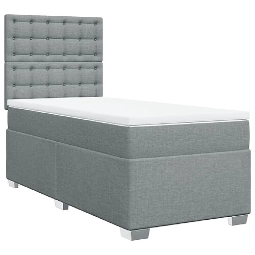 Vidaxl Sommier à lattes de lit avec matelas Gris clair 100x200cm Tissu