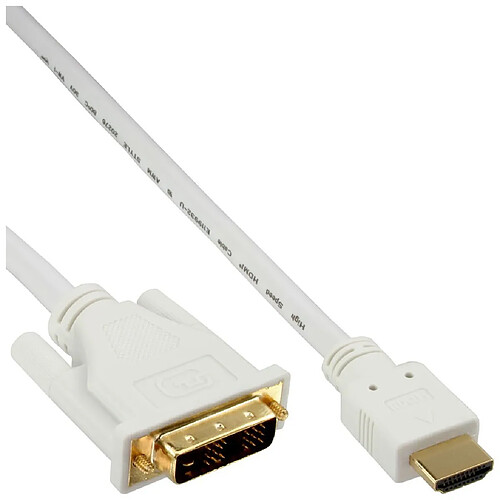 Câble InLine® HDMI vers DVI mâle vers 18 + 1 mâle or blanc 1,5 m