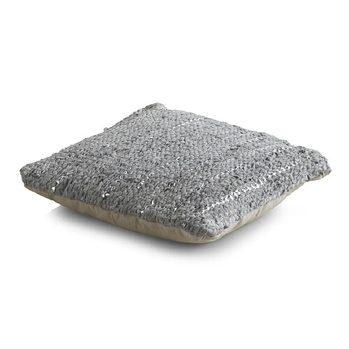 GEESE HOME 6865-Coussin cuir et coton gris 45x45 cm