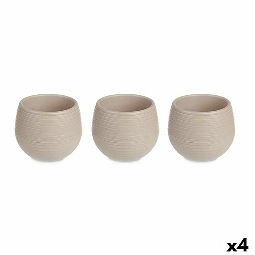 Ibergarden Set de pots Taupe Plastique 16,5 x 16,5 x 14,5 cm (4 Unités)