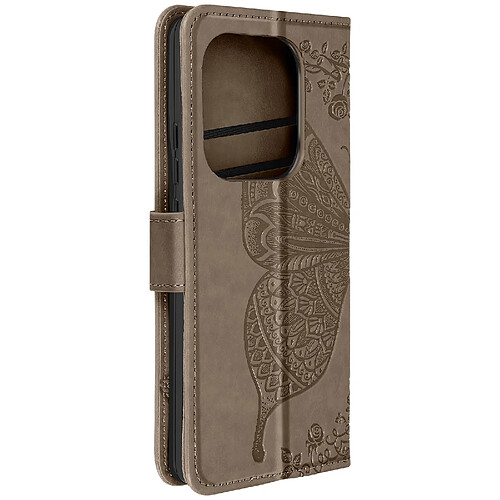 Avizar Étui Papillon Mandala pour Redmi Note 13 Pro Portefeuille Dragonne Marron Foncé