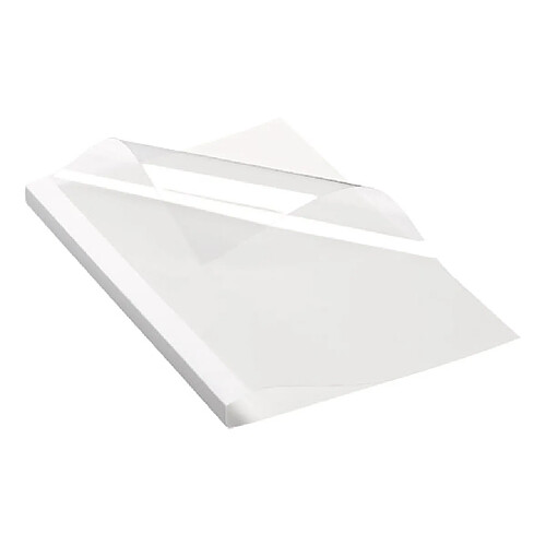 Fellowes Couverture avec dos cartonné blanc 200 g et face avant plastique 15/100 - dos 15 mm - Lot de 50