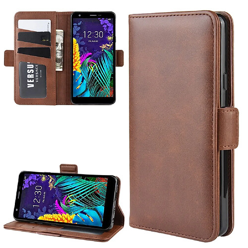 Wewoo Housse Coque Pour LG K30 2019 Double boucle Crazy Horse Business Holster de téléphone portable avec fonction de support de carte portefeuille Brown