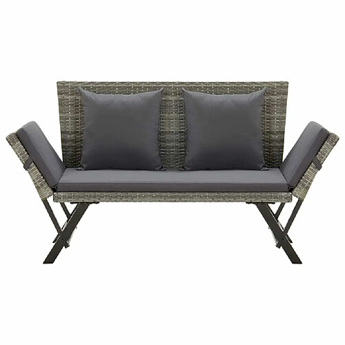 Maison Chic Banc de jardin avec coussins | Banquette de jardin | Chaise Relax 176 cm Gris Résine tressée -MN20407