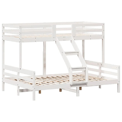 Vidaxl Lit superposé 80x200/140x200 cm blanc bois de pin massif