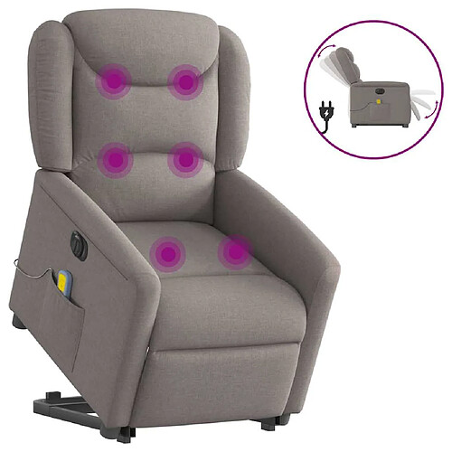 vidaXL Fauteuil inclinable de massage électrique Taupe Tissu