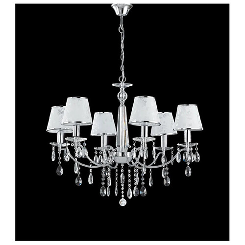 Fan Europe Chandelier abats jours Boeme 6 ampoules Métal,Cristal,polyviniques Chrome