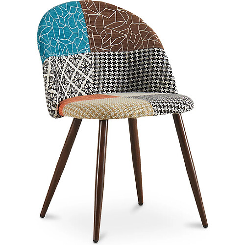 ICONIK INTERIOR Chaise de salle à manger tapissée en patchwork - Style scandinave - Patty Multicolore