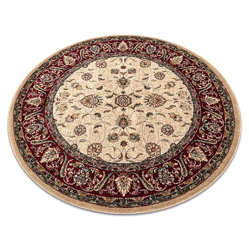 RUGSX Tapis en laine OMEGA cercle ARIES fleurs rubis clair cercle 135 cm