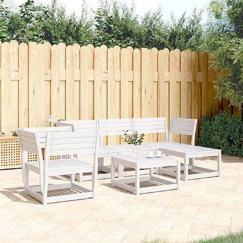 vidaXL Salon de jardin 5 pcs blanc bois massif de pin