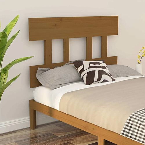 Maison Chic Tête de lit scandinave,Meuble de chambre Marron miel 103,5x3x81 cm Bois massif de pin -MN69780