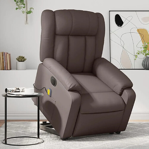 vidaXL Fauteuil inclinable de massage électrique marron similicuir