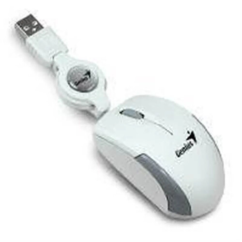 GENIUS - Souris Optique Micro Traveler Blanche - Filaire Rétractable USB