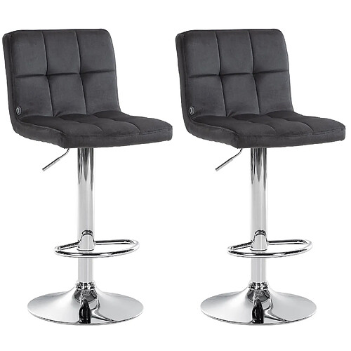 Non Lot de 2 tabourets de bar Peru velours chrome