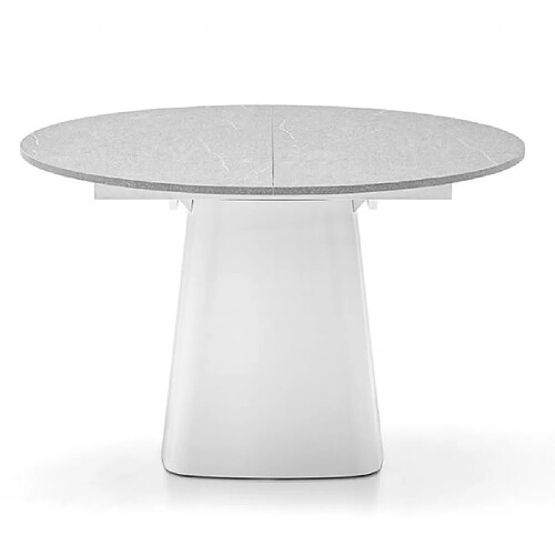 Inside 75 Table extensible 6 couverts HEY GIO 160 cm base métal blanc plateau mélaminé gris