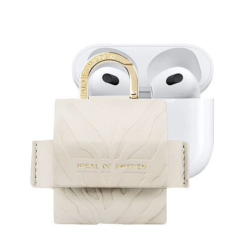 IDEAL OF SWEDEN Mini Sac pour AirPods 3 Modèle Flo Texturé Zébré avec Mousqueton Beige