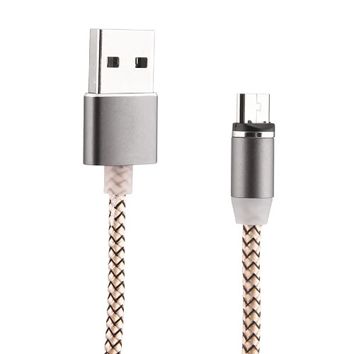 Wewoo Câble or pour Samsung, HTC, LG, Sony, Huawei, Lenovo, Xiaomi et autres Smartphones 360 Degrés Rotation 1 m Weave Style Micro USB vers USB 2.0 de chargeur magnétique forte avec indicateur LED,