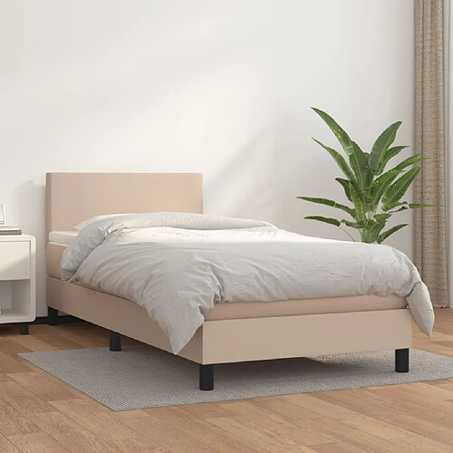 vidaXL Sommier à lattes de lit avec matelas Cappuccino 90x200 cm