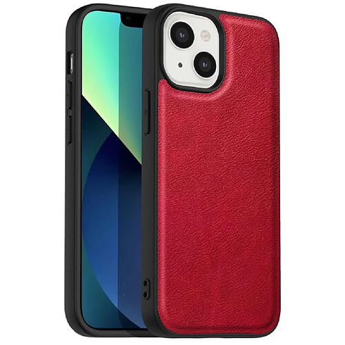 Coque en TPU + PU style rétro pour votre iPhone 13 6.1 pouces - rouge