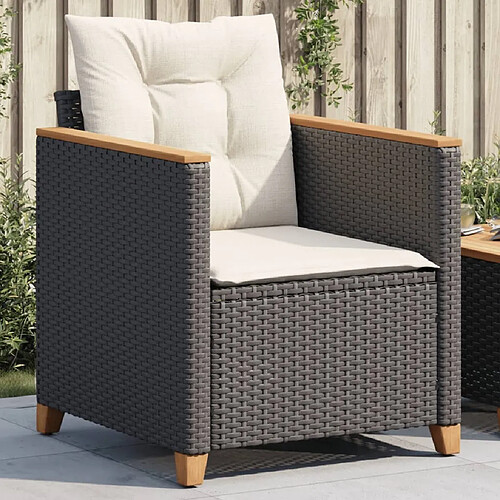 Maison Chic Chaises de jardin avec coussins | chaises Relax d'extérieur noir résine tressée -GKD76899