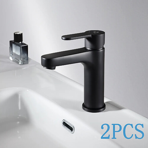 Cecipa max 2PCS Noir Robinet de Lavabo, Mitigeur de Salle de Bain Hauteur du Bec 112 mm,EU Modèle