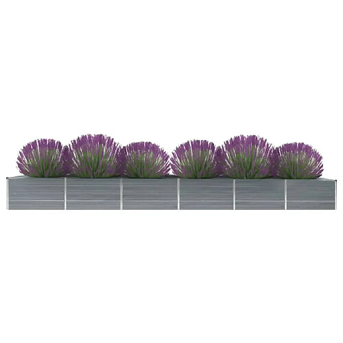 vidaXL Lit surélevé de jardin Acier galvanisé 480x80x45 cm Gris