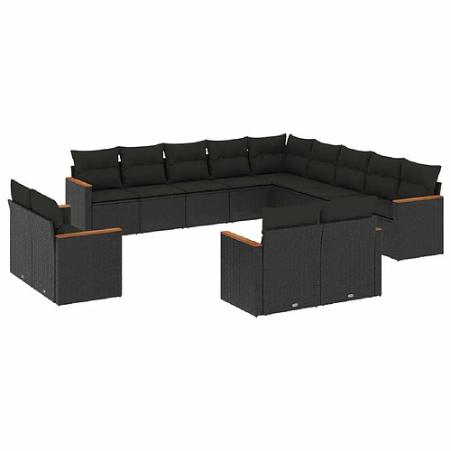 Maison Chic Salon de jardin avec coussins 13 pcs, Ensemble Tables et chaises de jardin, noir résine tressée -GKD737624