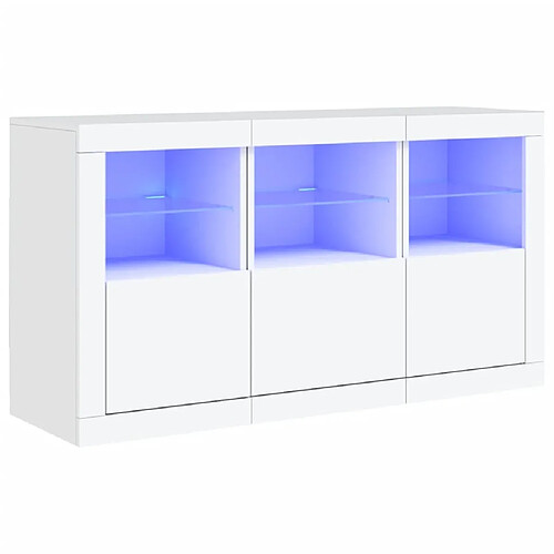 Maison Chic Commode Buffet - Meuble de rangement avec lumières LED blanc 123x37x67 cm -GKD67067