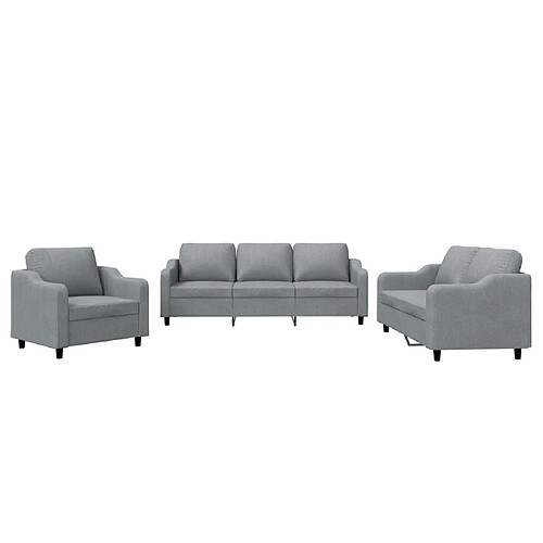 Maison Chic Ensemble de canapés 3 pcs avec coussins, Canapé droit Sofa pour Salon Gris clair Tissu -GKD823408