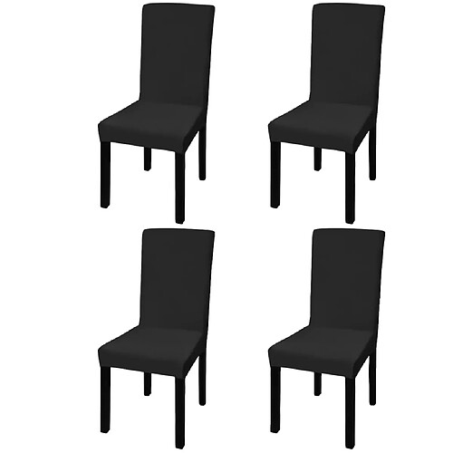 Decoshop26 Housse de chaise droite extensible 4 pcs noir DEC022368