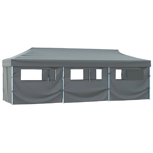 vidaXL Tente de réception pliable avec 8 parois 3 x 9 m Anthracite