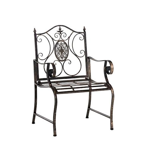 Decoshop26 Chaise de jardin balcon terrasse avec accoudoirs design rustique en métal bronze 10_0003028