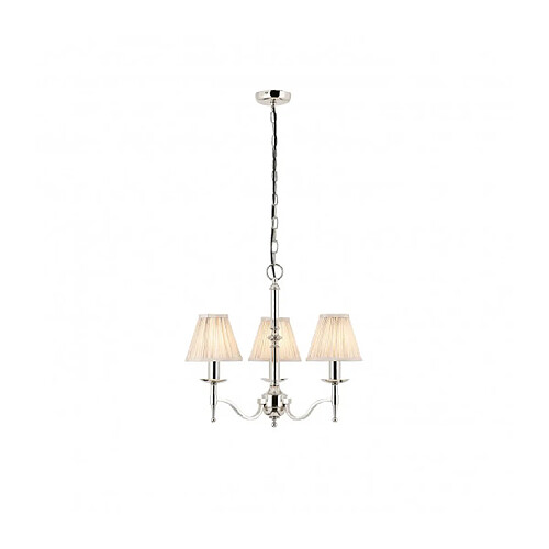 Interiors 1900 Suspension 3 ampoules Stanford, nickel, abat-jour beiges