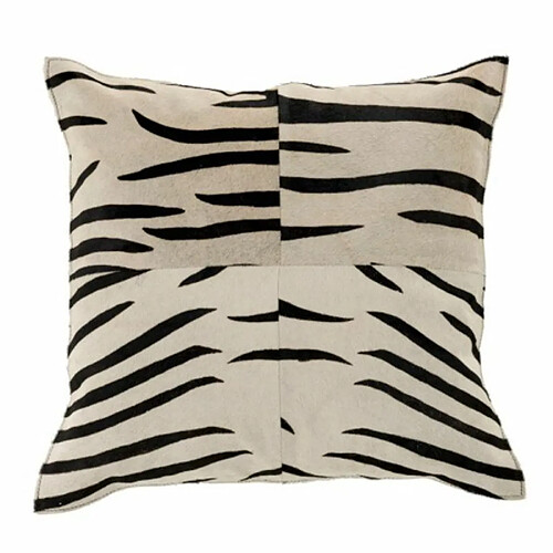 Paris Prix Coussin Déco en Cuir Zèbre 44x44cm Noir & Blanc