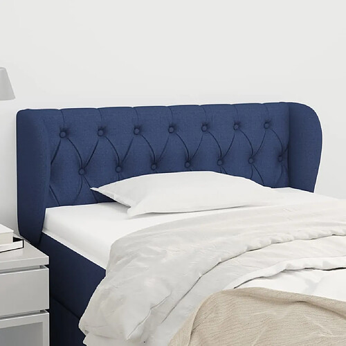 Maison Chic Tête de lit scandinave avec oreilles,meuble de chambre Bleu 93x23x78/88 cm Tissu -MN25303